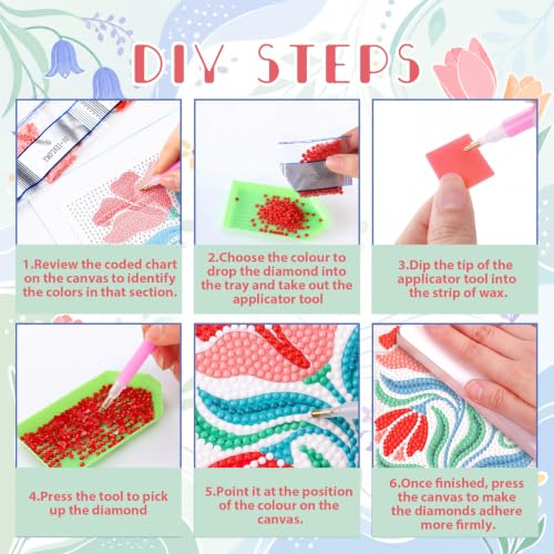 Trandraft Holiday Small Diamond Art Kits for Adult, 13 Pcs, Flower - style: Flower