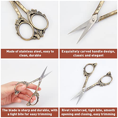 SUNNYCLUE 1Set 4.7Inch Stainless Steel Sewing Scissors Butterfly Pattern Vintage Style Embroidery Shears for Papercraft Crochet Cross Stitch Knitting Scissors Antique Bronze Printed Package - color: Antique Bronze-1pc-butterfly Scissors