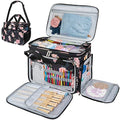 PAVILIA Knitting Yarn Storage Bag Crochet Knitter Organizer, Floral Black - color: Soft Rose