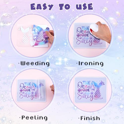 Tintnut Mermaid Ocean Heat Transfer Vinyl,10 Sheets 12×10in Iron on Vinyl - color: Mermaid-10