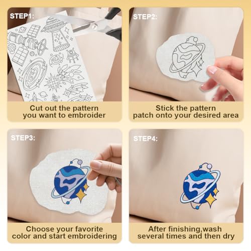 32Pcs Planet Galaxy Water Soluble Sewing Stabilizers - style: Planet Galaxy