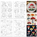 ORIGACH 4 Sheets Large Water Soluble Embroidery Patterns Stabilizers - Pre-Printed Mushroom, Moon, Star & Flower Hand Sewing Stabilizers- Stick & Stitch Embroidery Patterns for Hand Sewing Beginner - color: Mushroom Moon Star & Flower