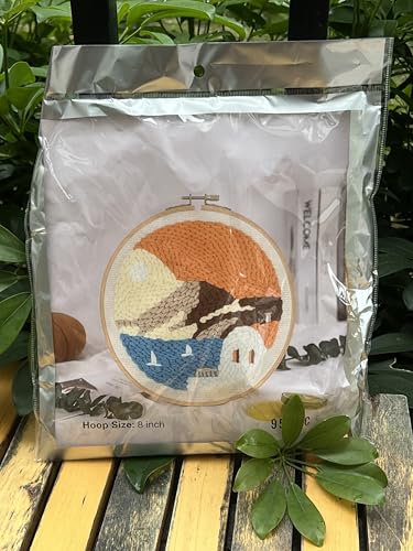 Meoe&heome Punch Needle Kit for Beginners, DIY Embroidery Set with 20+ Patterns(Coastal Sunset) - color: Coastal Sunset