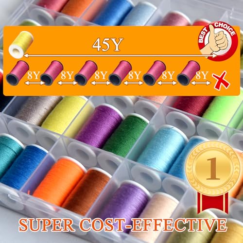 56 rainbowColor Set of Handy Polyester Sewing Threads with needls and Threader - color: 56 colors