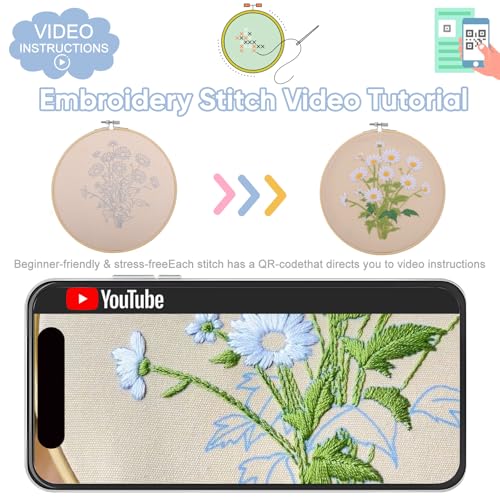 Beginner Embroidery Kit for Adults and Kids with Step by Step Instructions