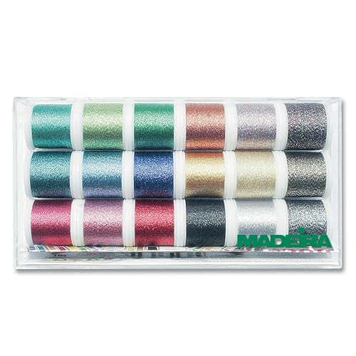 Madeira 8020 'supertwist' Embroidery Box with 18 Metallic Bobbins 200 M Each
