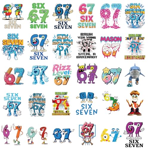 30 Pcs Colorful Funny DTF Transfers Ready to Press - style: 67