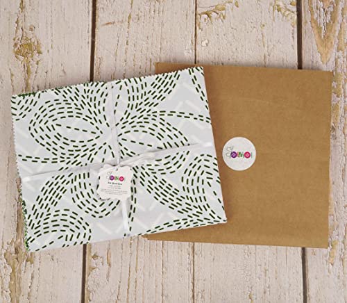 Soimoi 8 Pc Fat Quarter Bundle Japanese Sashiko Print 18"x 22" DIY Patchwork- 100% Cotton Pre-Cut Quilting Fabric White & Green