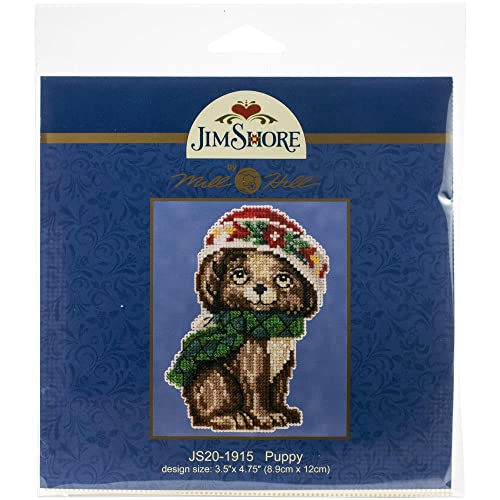 Puppy Counted Cross Stitch Ornament Kit Mill Hill 2019 Jim Shore JS201915