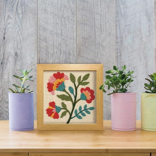 FREEBLOSS DIY Flowers Punch Needle Kit for Beginners Embroidery Punch Needle Starter Craft Set with Instructions Frame Embroidery Kit for Adults Gift Decoration,9.4x9.4inch - color: Multicolor