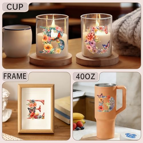32 PCS Butterfly Alphabet Sublimation UV DTF Cup Wrap Stickers - style: Butterfly alphabet sublimation