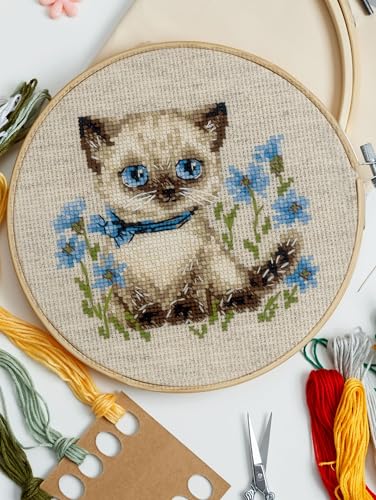 RIOLIS 2118 Siamese Kitten Counted Cross Stitch Kit 6 x 6 in - style: Siamese Kitten 2118
