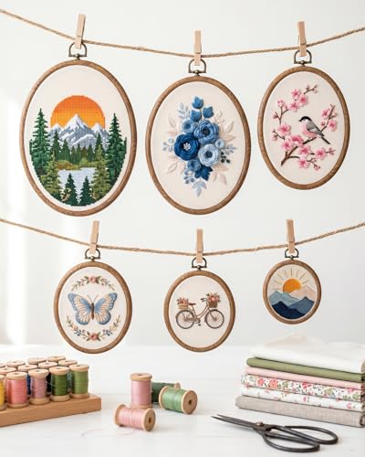 6PC Oval Embroidery Hoops, Decorative Cross Stitch Hoops for Embroidery Art Craft and Ornaments,6 Different Size（7.5*9/9*11/12.5*15/15*19/18*24/22*29.5cm，3*3.54/3.54*4.31/5*6/6*7.5/8.61*11.61inch）