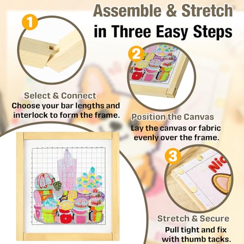 24pcs Needlepoint Stretcher Bars Kit,Canvas Frames for 6/8/10/12/14/16 Inch