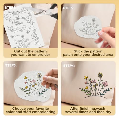 29Pcs Wildflower Vine Water Soluble Hand Sewing Stabilizers - style: Flower Vine B