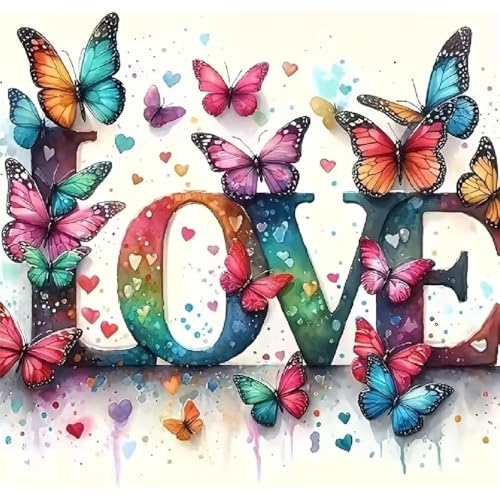 niurenmaoyi Stamped Cross Stitch Kits for Beginners,Counted Embroidery Craft Kits for Adults,Needlepoint Kits for Adults,Butterfly Love Wall Art 13.8X13.8In - color: Cross Stitch Kits0111-05