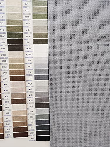KCS 4/6 pc of 12" x 18" (30cmx45cm) 18CT Counted Cotton Aida Cloth Cross Stitch Fabric (6 pc, Pearl Grey+Light Steel Grey+Medium Grey) - color: Pearl Grey+light Steel Grey+medium Grey, size: 6 pc