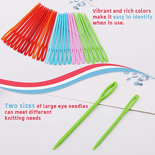 Lunarm Plastic Needles 50pcs Plastic Sewing Needles for Yarn 2 Sizes - size: 2.76 inches and 3.54 inches
