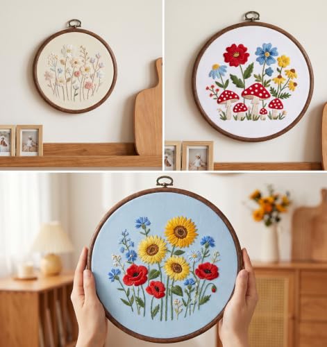 6 Inch Embroidery Hoop, 2 Pack Embroidery Hoops Cross Stitch, Round Frames for Sewing, Wall Hanging Crafts