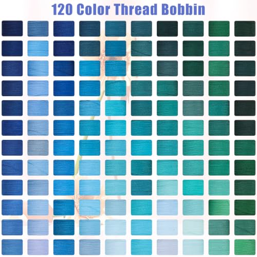 120 Pcs Pre-Wound Bobbins Sewing Thread 120 Colors (Blue) - color: Blue