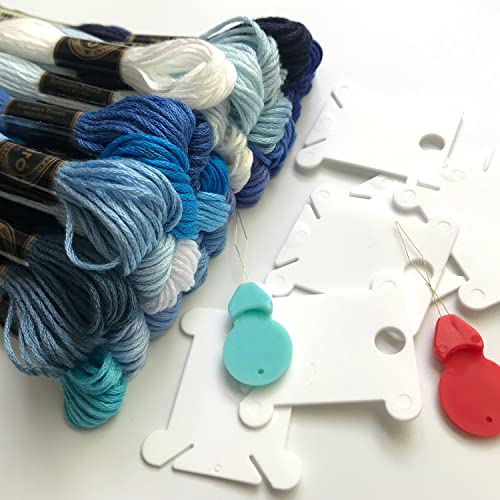 levylisa Embroidery Floss 30 Skeins Cross Stitch Threads Friendship Bracelets Floss with 10 Pcs Floss Bobbins and 2 Pcs Needle Threader (Blue) - color: Blue