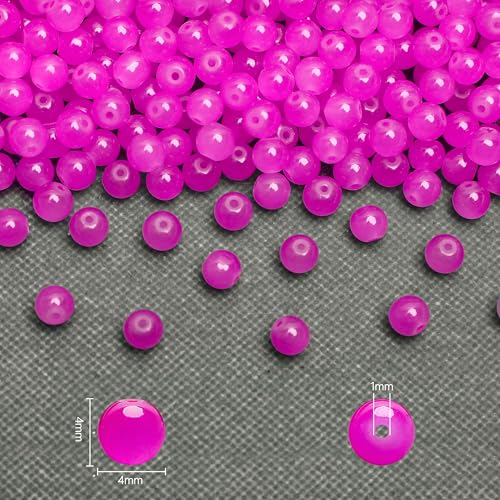 400PCs 4mm Rose Jade Glass Beads Bulk, Round Smooth Hole Glass Crystal Beads for Jewelry Making, DIY Bracelets, Necklaces, Bag Charms, Keychains and Craft Projects - color: Jade Rose, size: 4MM