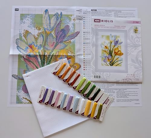 RIOLIS 2190 Spring Glow. Crocuses Counted Cross Stitch Kit 8.25 x 11.75 in - style: Spring Glow. Crocuses 2190