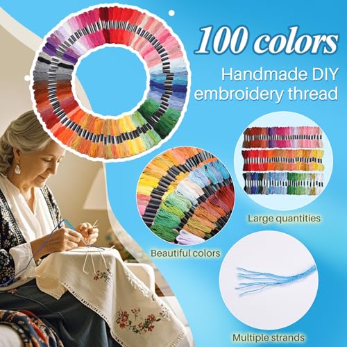 JUPEAN 156 PCS Punch Needle Kit Punch Needle Embroidery Kit Needle Punch