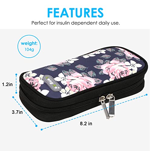 YOUSHARES Insulin Cooler Travel Case - Portable Refrigerated Medicine Case for Insulin Pen, Medication and Diabetic Supplies with 2 TSA Approved Ice Pack - color: Roses