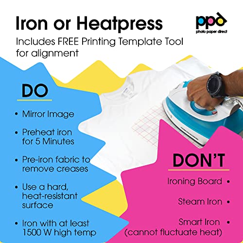 PPD 20 Sheets Inkjet PREMIUM T Shirt Transfer paper A4 for White and Light Colour Fabric PPD-1-20 - size: 8.5 x 11, style: Light (20 Sheets)
