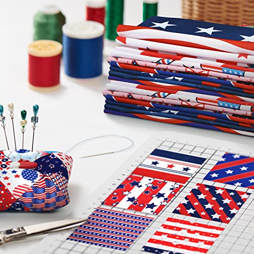 Irenare 100 Pcs 8 x 8 Inches Cotton Patriotic Fabric Squares - style: Star