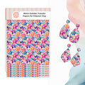 Colorful Flower Clay Transfer Paper – 6 Pcs Water-Soluble Polymer Clay Transfer Sheets, Watercolor Floral Designs for Jewelry Making & DIY Crafts
