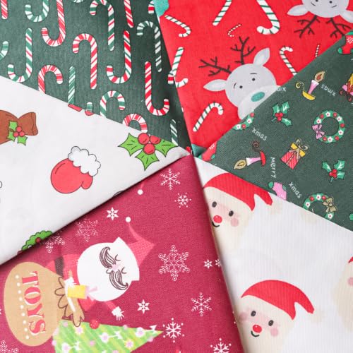 6 Pcs 18 x 21 Inches Christmas Cotton Fabric Precut Quilting Fabric Bundles Solid Colors Quilt Material for DIY Craft Sewing Embroidery - color: Christmas