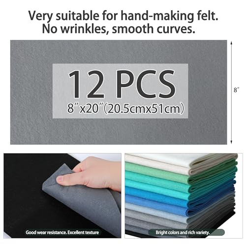 HaoFeiJH 6Pcs Felt Sheets 8"x20" (Gray Colour 12pcs) - color: Gray Colour 12pcs