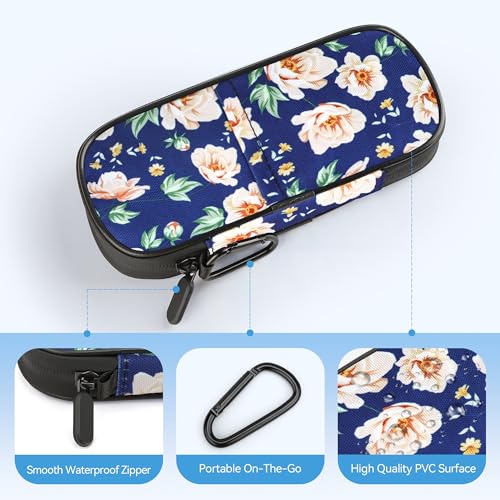 Gelozid Insulin Cooler Travel Case with 2 Reusable Ice Packs, White Flower - color: Roses, size: Cooler Case