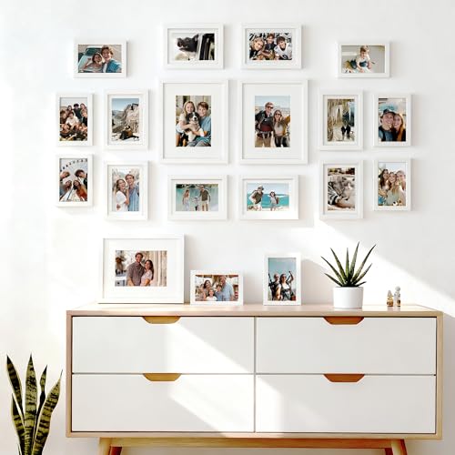 upsimples Picture Frames set of 19, Including 8x10, 5x7, 4x6 White Frame - color: White