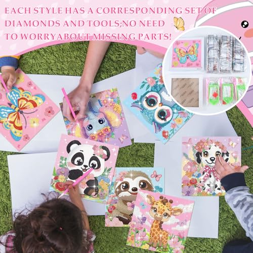 Trandraft 13 Pcs Animal Pink Small Diamond Art Kits for Adults Craft DIY - style: Animal
