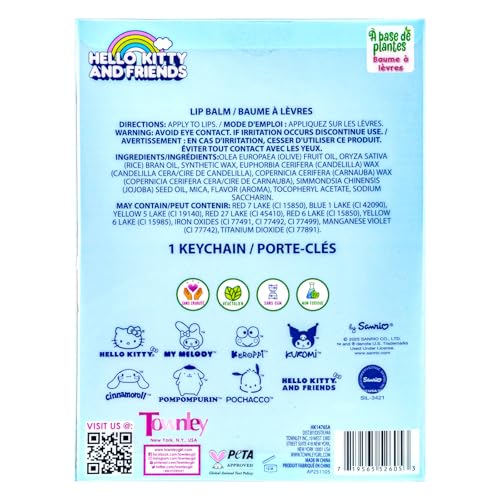 Hello Kitty Keychain Lip Balm Set, 7-Piece Plant-Based, Ages 3+ - color: Hello Kitty and Friends