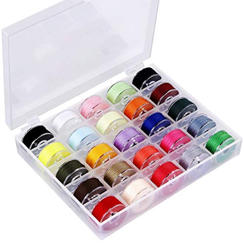 BHSKJSZ 25 PCS Bobbins and Sewing Thread with Case, Pre-Wound Bobbins Set for Hand and Machine Sewing Assorted Colors Perfect Tools for DIY