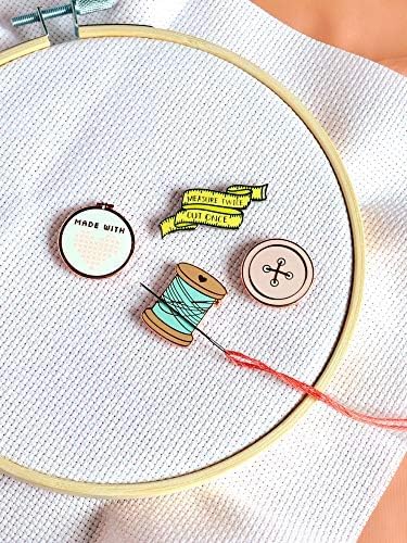 PinMart Sewing Magnetic Enamel Pin and Needle Minder - color: Sewing Set of 4 Pins Black Nickel & Copper Plated, size: Set of 4