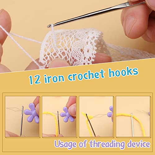 IMZAY 110 Pcs Crochet Hooks Set 0.6–6.5mm Crochet Needles for Yarn - color: Purple, size: 110 Pcs