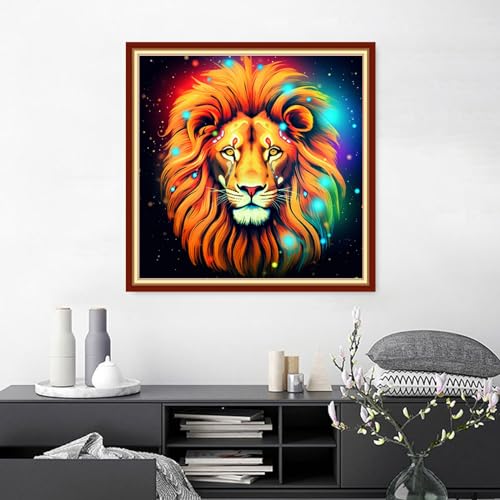 Findvoor Stamped Cross Stitch Kits for Beginners Full Range of Cross Stitching Embroidery Pattern for Adults, 11CT DIY Needlepoint Embroidery Starter Kits-Magic Lion 17.7x17.7 inch - color: StampedKits 25