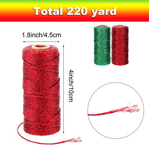 Pangda Christmas Twine Metallic Bakers Wrapping Twine, 1 mm, Red, Green - color: Red, Green, size: 1 mm