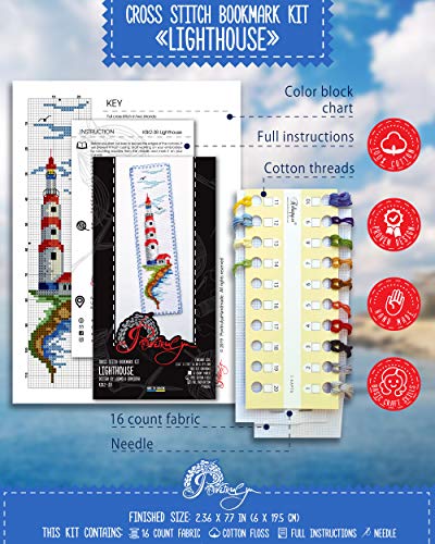 Povitrulya Counted Cross Stitch Kit - DIY Kits for Adults ors - Funny Embroidery Bookmark - Easy to Use - Craft Collection - Lighthouse - color: Lighthouse