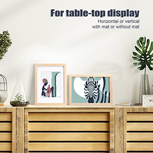KINLINK A4 Picture Frame, Natural Solid Wood Frame with Acrylic Plexiglass for Pictures A5 with Mat or A4 without Mat, Tabletop and Wall Mounting Display Photo Frame 1 Pack - color: Natural, size: A4
