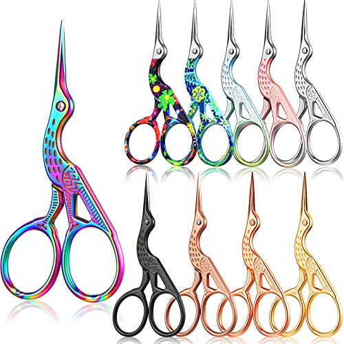 Honoson 10 Pcs Embroidery Scissors Bulk 3.6" Small Vintage, Bright Color - color: Multiple Color
