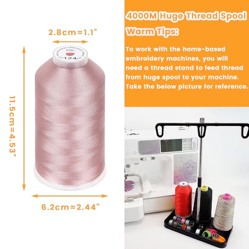 New brothread 4000M Huge Spool Embroidery Machine Thread - Flesh Pink - color: Flesh Pink-124