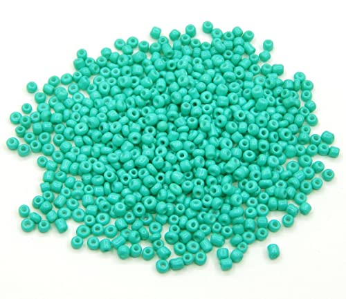 Perlin Glass Seed Beads 3mm 8/0 Round Mini Small Pony Beads 3300pcs for Making Earrings Bracelets Pendants Waist Jewelry DIY Handmade Opaque Color Kit (Turquoise, 2,6 mm ~ 3 mm) - color: Turquoise