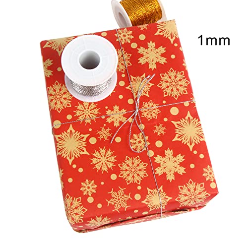 FOIMAS Silver Metallic Cord,Tinsel String Thread for Craft Jewelry Making Braids Gift Wrapping Hanging Ornament,109 Yards - style: Silver