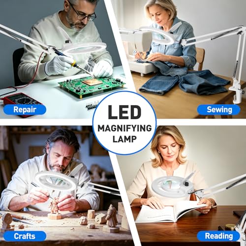 KIRKAS Magnifying Glass with Light, 2,200 Lumens Magnifying Lamp 12X - color: White